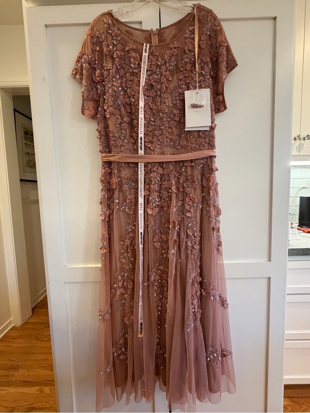 Mac Duggal Embellished Mesh A-Line Cocktail Dress, NWT, size 18